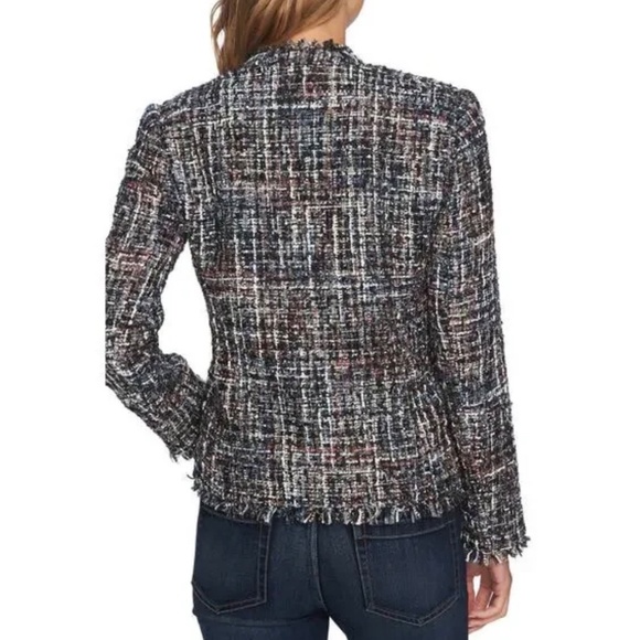 CeCe tweed jacket size 14 elegant multicolor and sparkle zip from blazer - Picture 7 of 7